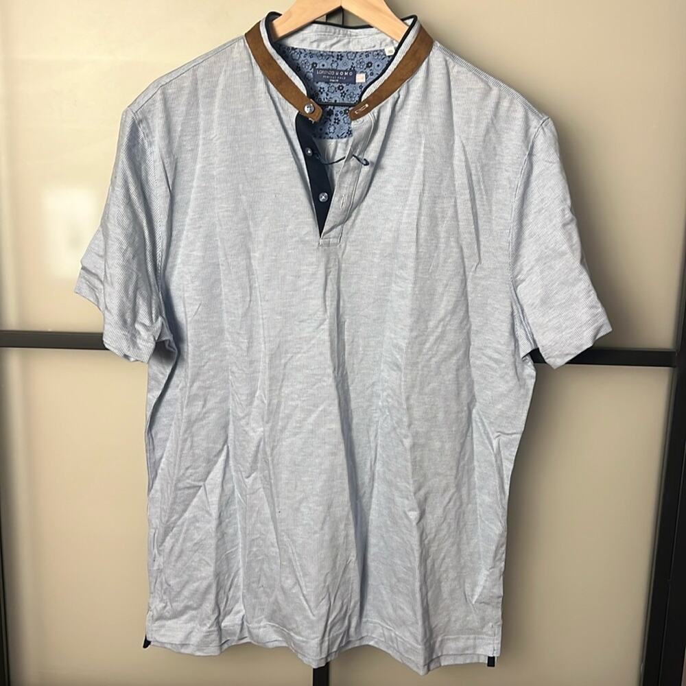 LORENZO UOMO PERFECT POLO SHIRT WITH BAND COLLAR Size XXL